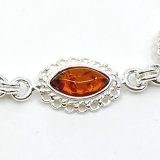 Cognac Amber and Sterling Silver Bracelet