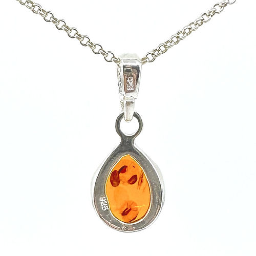Amber and Sterling Silver Pendant