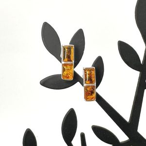 Amber Earrings - Honey in 925 Silver