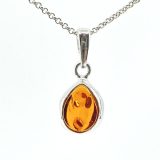 Amber Pendant - Cognac in 925 Silver