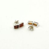 Cognac Amber and Sterling Silver Earrings