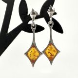 Amber Earrings - Honey in 925 Silver