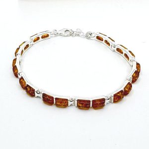 Amber Bracelet - Cognac in 925 Silver