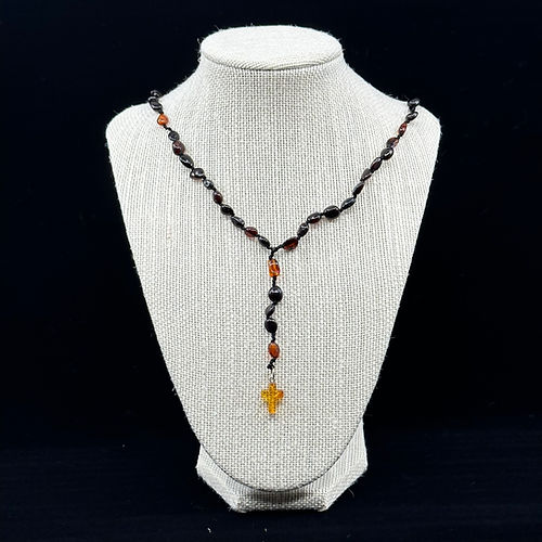 Amber Rosary with black and cognac amber