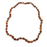 Cognac Amber Necklace Polished Beans