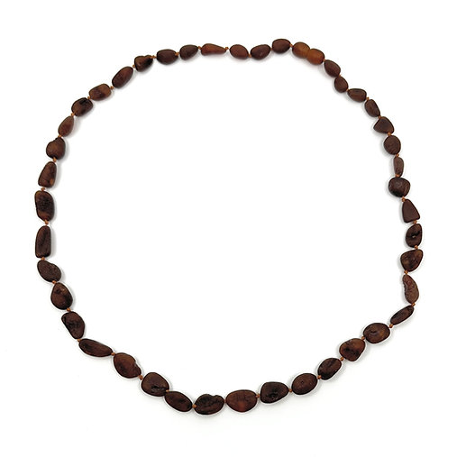 Cognac Amber Necklace Raw Bean Beads