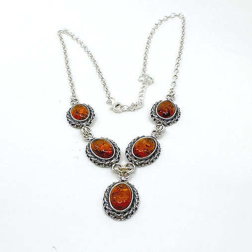 Amber and Sterling Silver Necklace