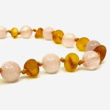 Honey Amber Teething Necklace and Rose Quartz Raw