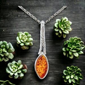 Amber Pendant in 925 Silver