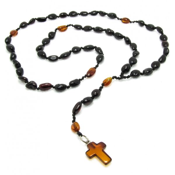 Amber Rosary Black and Cognac