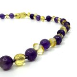 Amber Teething Necklace - Amethyst/Lemon