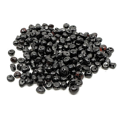 Polished Black Amber Beads Small