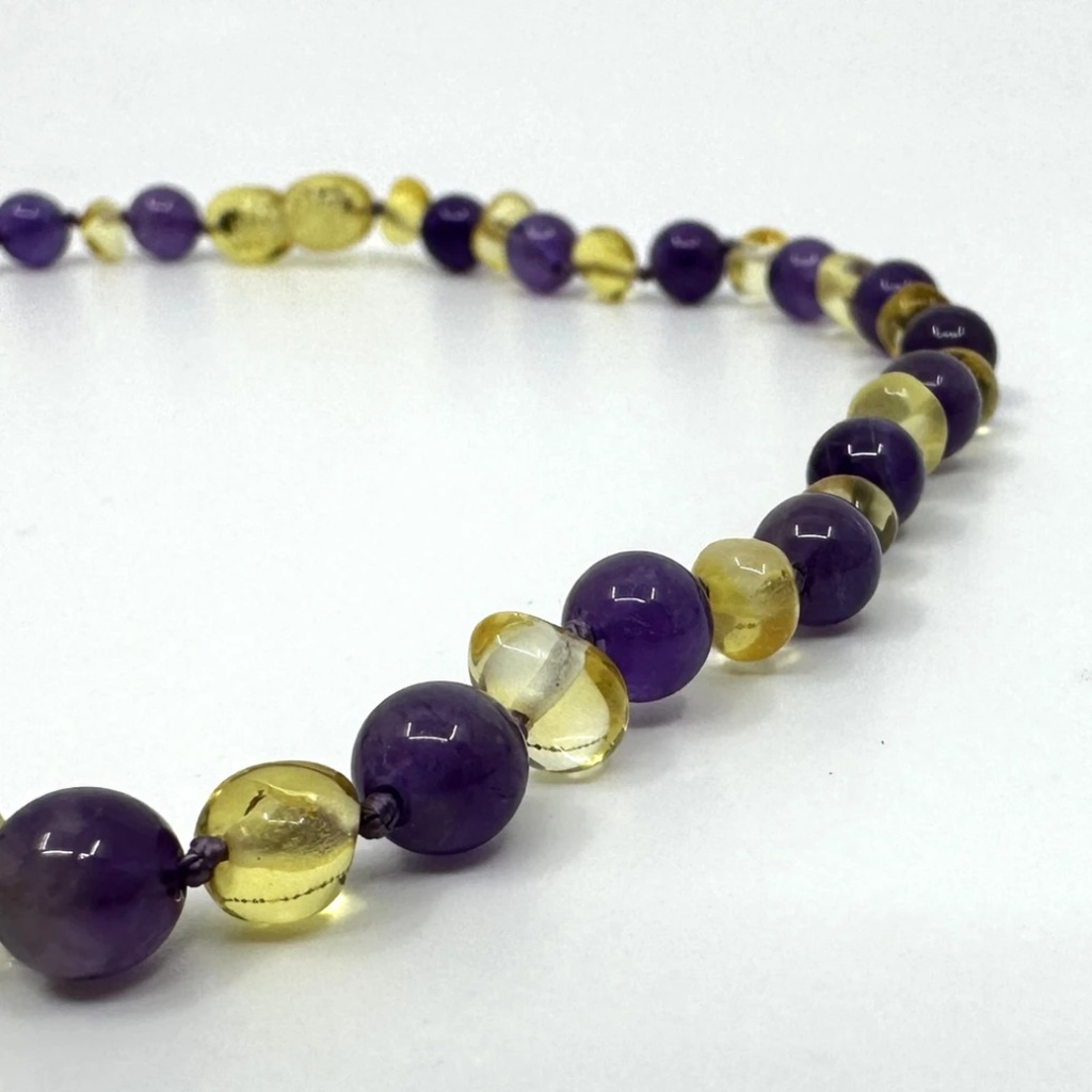 Amethyst and Lemon Teething Necklace