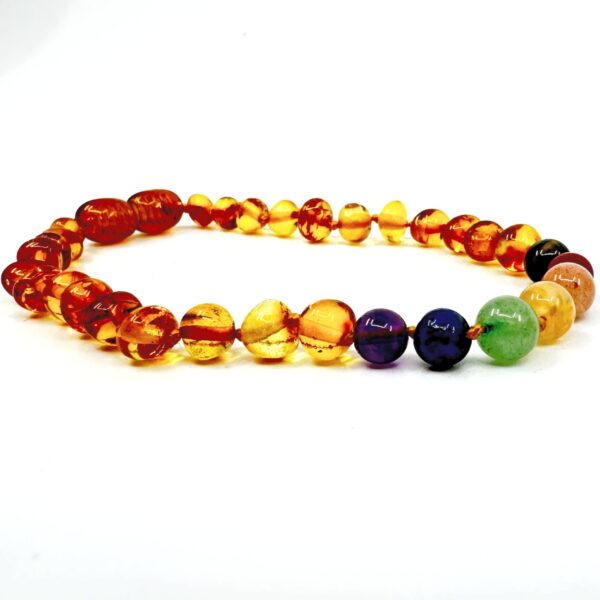 Cognac Amber with Chakra Crystals bracelet