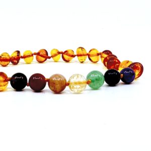 Cognac Amber with Chakra Crystals bracelet