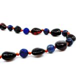 Amber Teething Necklace - Lapis Lazuli/Black - Polished Bean