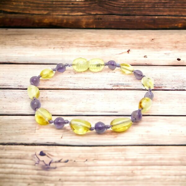 Amber Bracelet Lemon and Amethyst