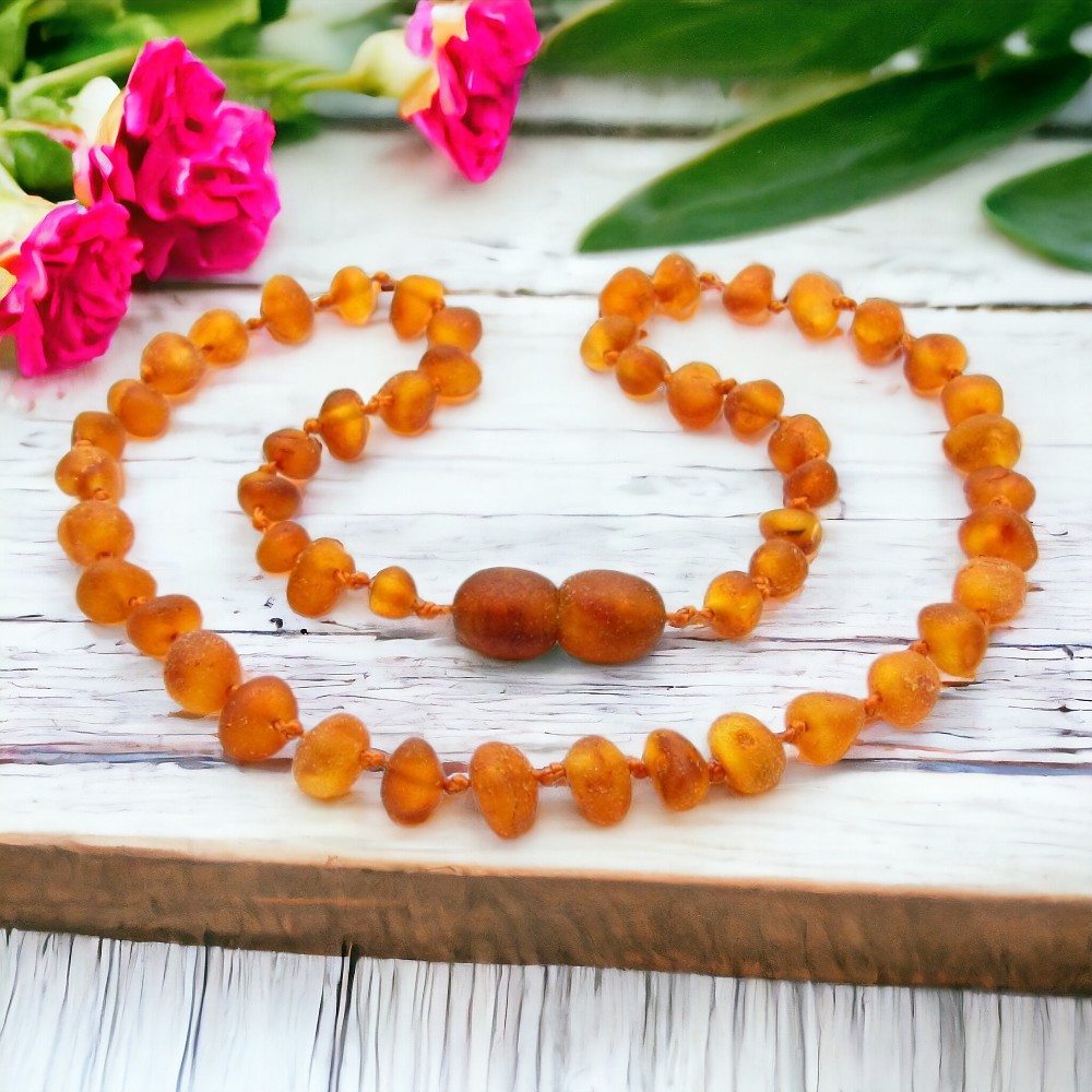 thumbnail image 2 of Genuine Raw Baltic Amber Necklace – 30-35g, Multicolor, 22in, Handmade In Lithuania 2 of 4