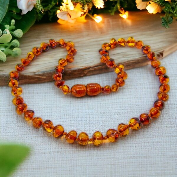 Amber Teething Necklace Cognac