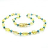 Amber Necklace Turquoise and Lemon