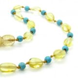 Amber Necklace Turquoise and Lemon