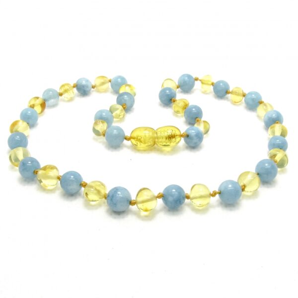 Amber Necklace Lemon and Aquamarine