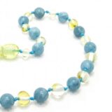 Amber Teething Necklace – Aquamarine/Lemon – Polished Bead