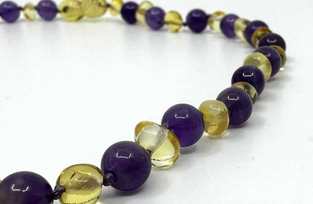 Amethyst and Lemon Teething Necklace